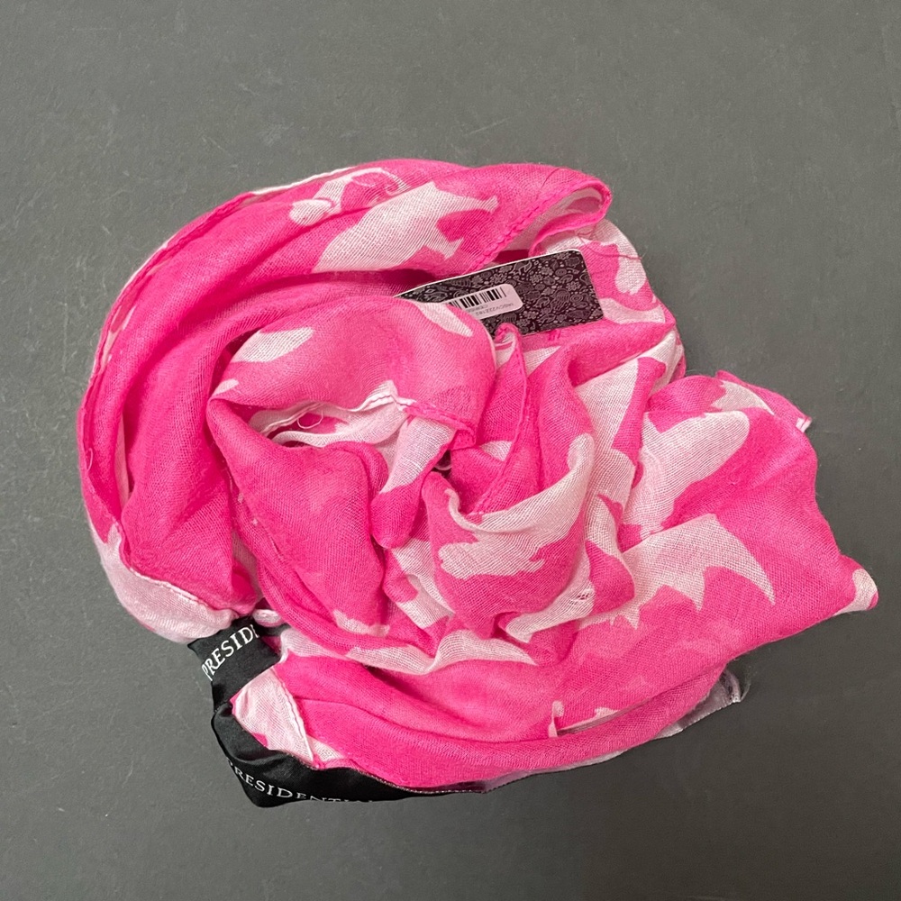 Into Africa Animal Printed Rhino Family Pink White Chiffon Scarf